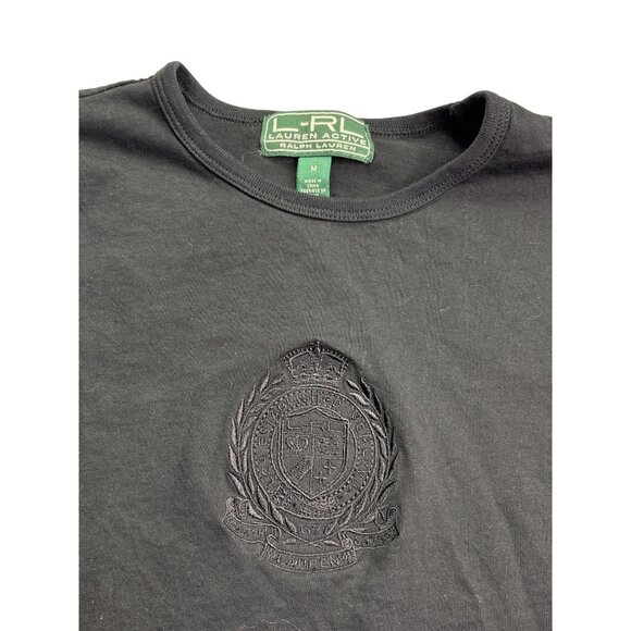 Vtg Y2K L-RL Lauren Active Ralph Lauren Black T-Shirt Tee M Embroidered Crest - Picture 2 of 5